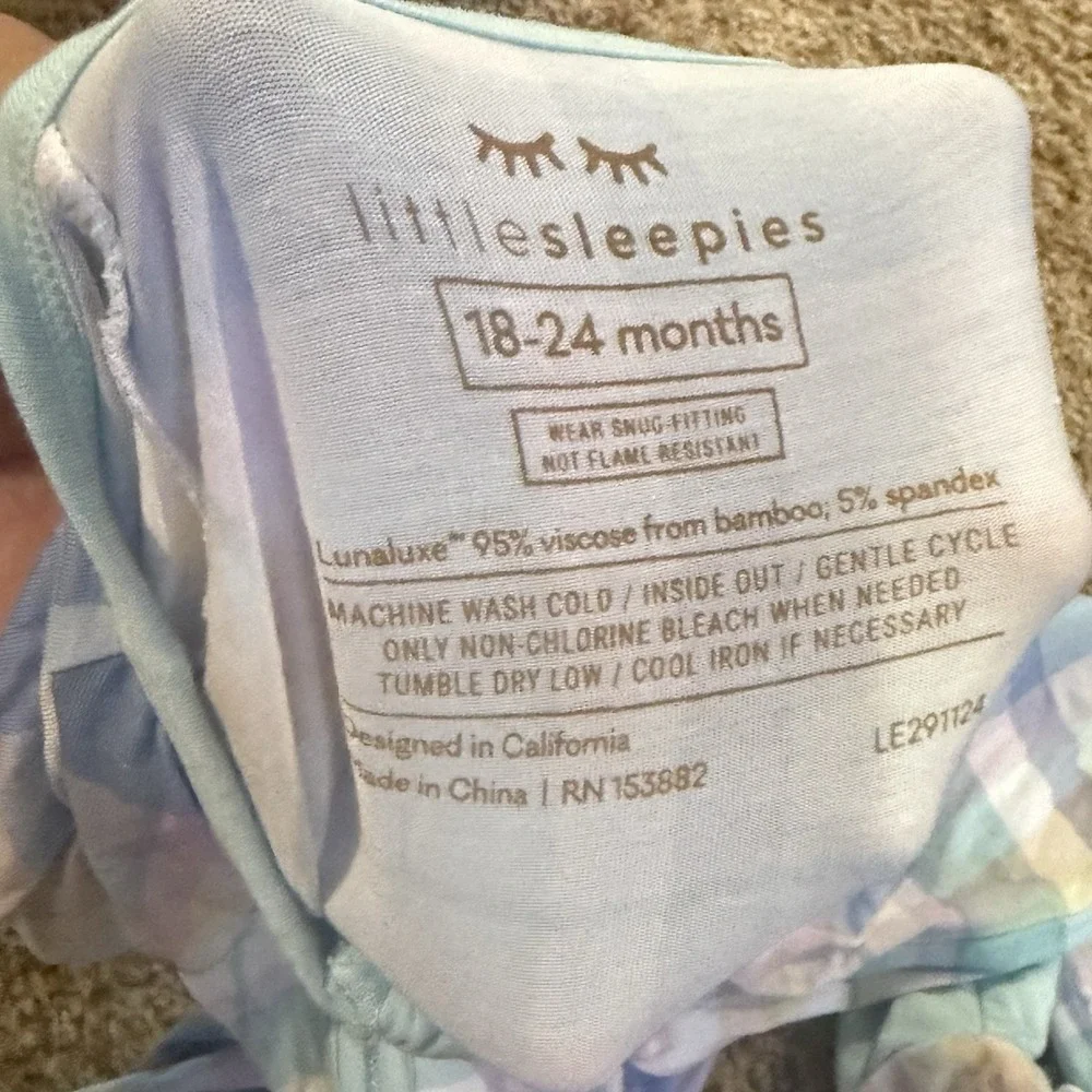 Little Sleepies One Piece Baby 18-24M Full Zip Sleeper Lunaluxe Bamboo Stretch